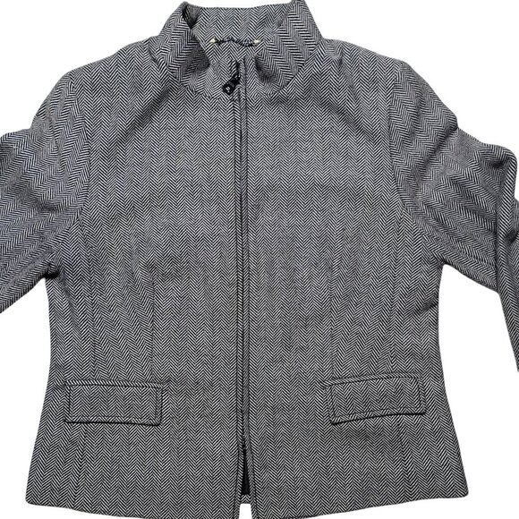 Banana Republic Women’s 10 Wool Blend Herringbone Grey Full Zip Lined Jacket - Picture 9 of 12